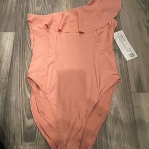 Peach One-Shoulder Kids One Piece